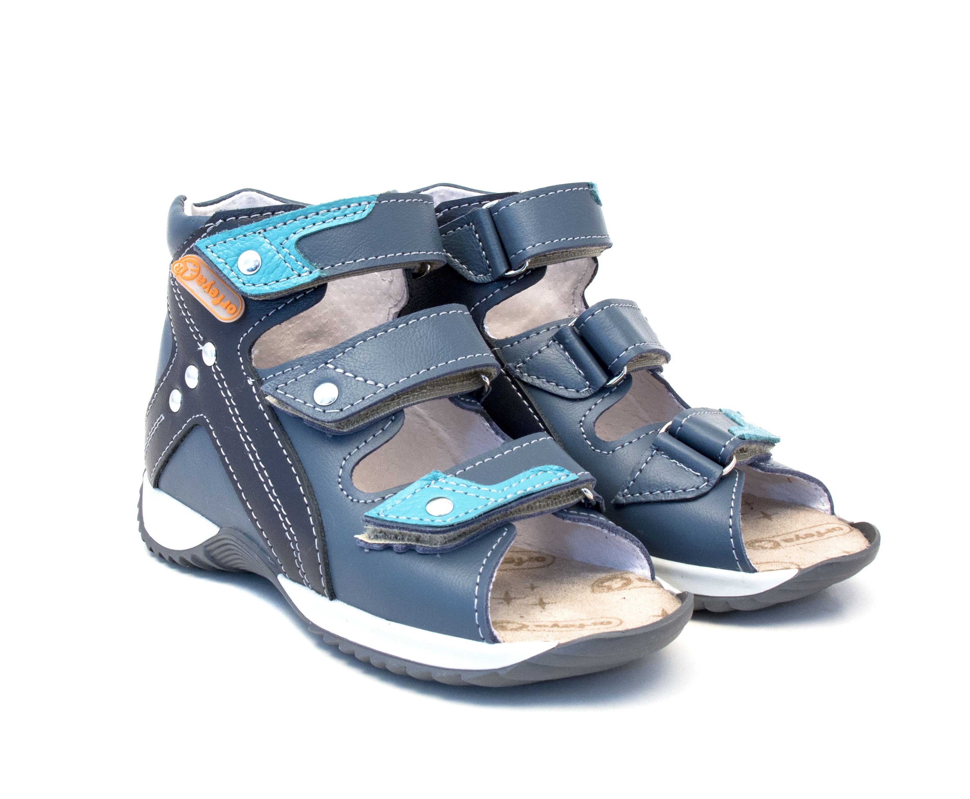 Сандалии детские ортопедические с открытым носом Орфея Б3-149-211-215-1 кожаные синие фото 8
